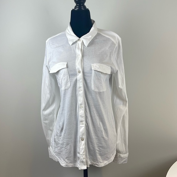 Eileen Fisher Organic Cotton White Button Down Shirt Size Small - Picture 1 of 8
